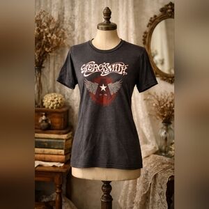 Aerosmith Graphic Band Tee Heathered Grey Small Vintage Style